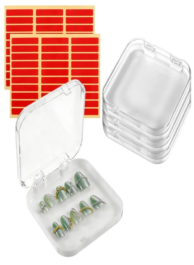 Eldraqth 4PCS Press On Nail Packaging Box Clear Press on Nail Storage Box for Manicurist with 36 Pcs Adhesive Double Sided Tape - Image 1